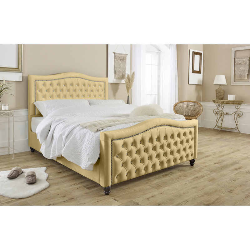 Jaya Upholstered Bed, Beige, Small Double (4')