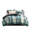 7 Pcs Twin Bed Comforter And Sheet In Teal/black Plaid - Microfiber, , Machine Washable, Contrasting On Pillowcase Bundle Sheets