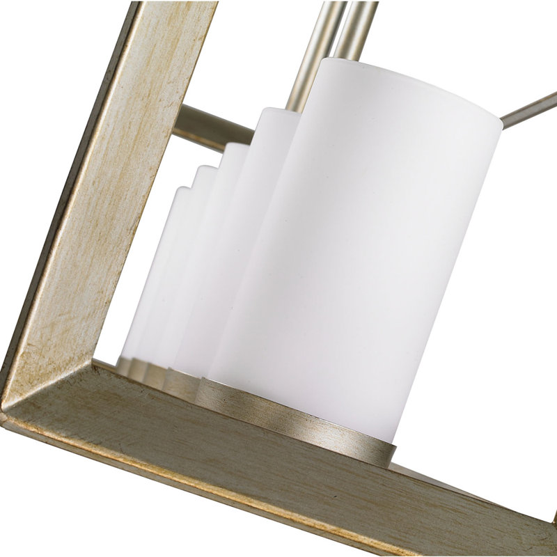 Averee 5 - Light Dimmable Linear Chandelier, Opal Glass, White Gold