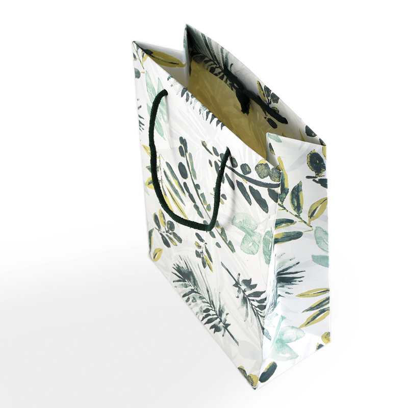 Sac de papier recyclé / lot de 5 pièces / vert - papier de coton recyclé