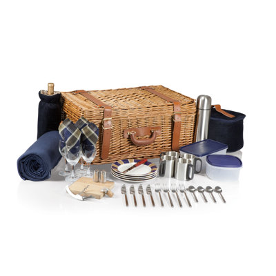 Grand panier en osier de luxe avec ensemble de pique-nique Windsor