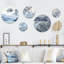 «Blue Bamboo Tranquility 1 - China Art», ensemble d'art mural rond sur 5