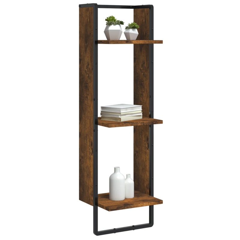 Adetoun 3 Piece Bracket Shelf, Smoked Oak