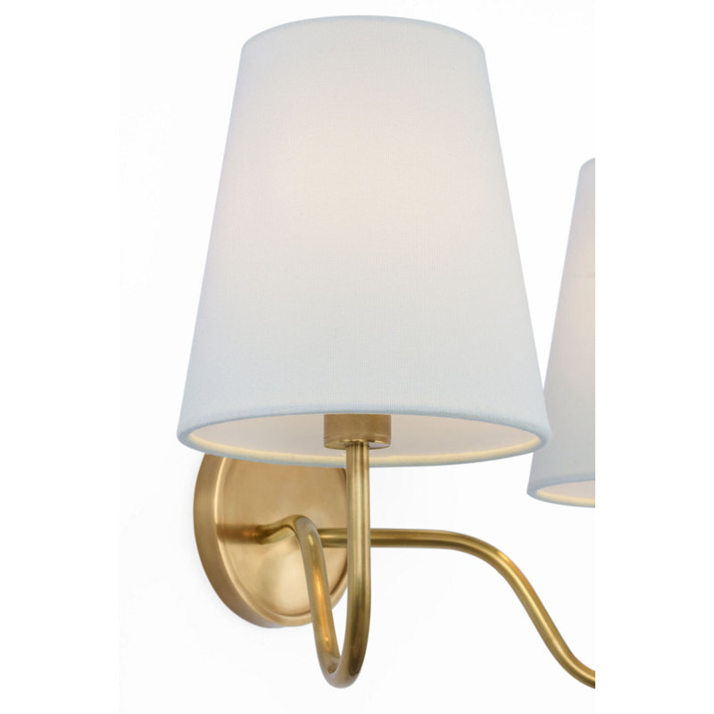 Lyndsie 11" Double Sconce with Linen Shades, Hand-Rubbed Antique Brass
