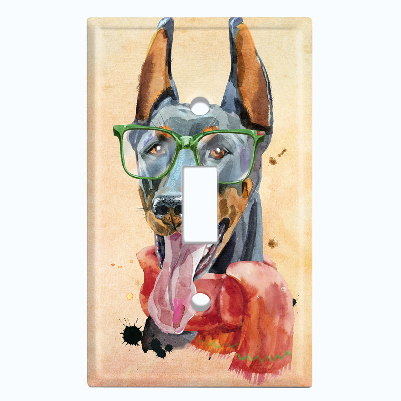 Plaque murale mignonne avec interrupteur à bascule 1 lumière Doberman
