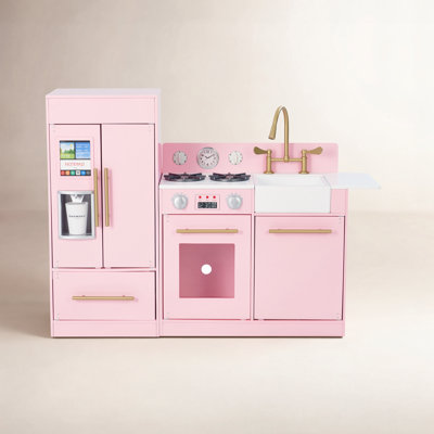 Teamson Kids Little Chef Charlotte Wooden Modular Play Kitchen with Refrigerator, Stove & Sink