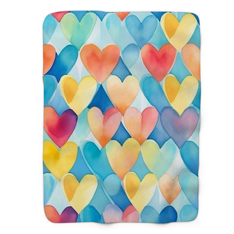 Watercolor Love - Couverture sherpa de qualité supérieure 1 pièce, Lit simple