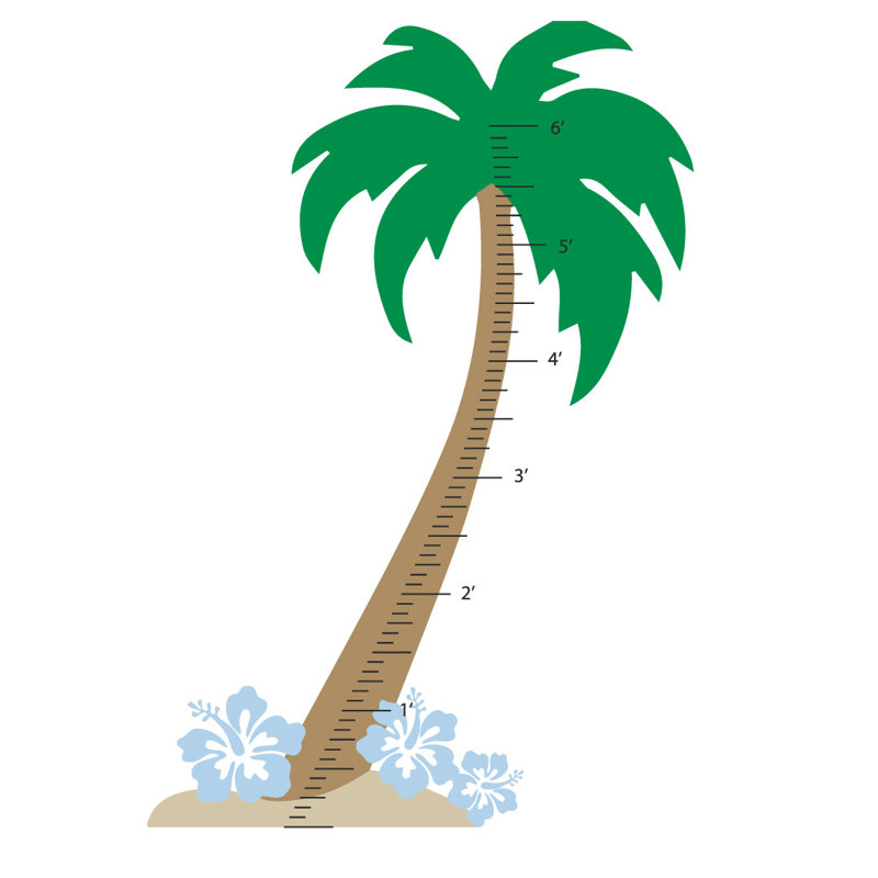Décalcomanie murale graphique de croissance palm tree, Bleu