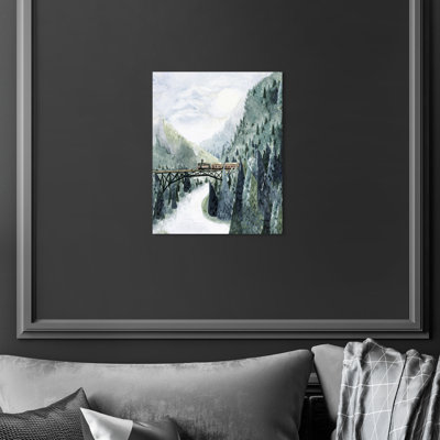 «Morning Train Mute Forest Landscape», reproduction d'art graphique