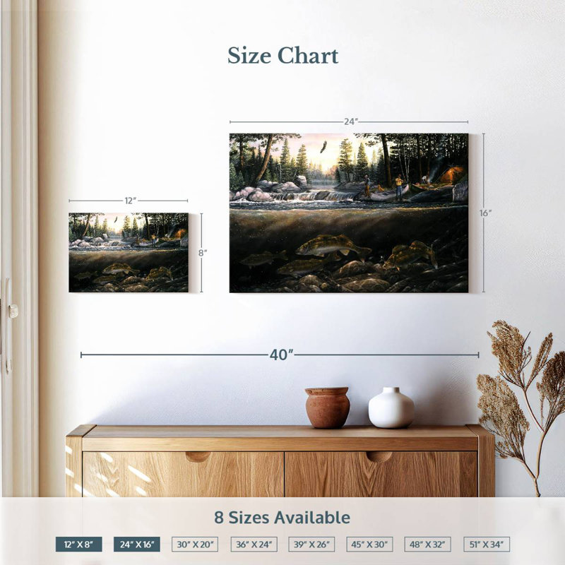 Brampt Fishing The Falls, 16" H x 24" W