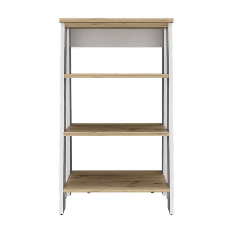 Linen Cabinet Jenne, Four Open Shelves, Light Oak / White Finish, Light Oak