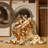 Machine Washable Eldred Sleigh With Reindeer Classic Damask Rug in Beige – Beige Binding-1912247957