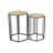Set Of Two 24" Black And Brown Solid Wood And Steel Hexagon Nested Tables