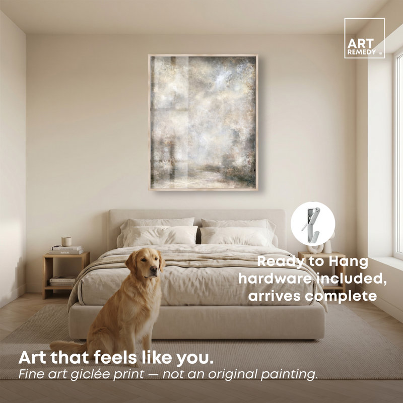 Décoration murale bord de mer Fading Storm II, H 45 po x l 36 po, Cadre en chêne naturel