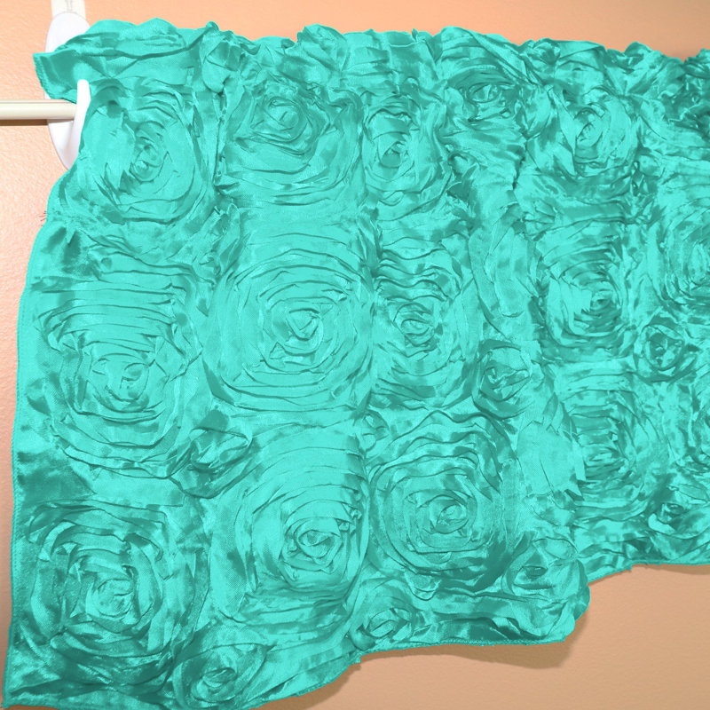 Floral Tailored Window Valance, 54" W x 28" L, Aqua
