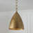 13" W x 18" H Integrated LED Cone Pendant in Textural Feathered Brass with Designer Chain-124328669