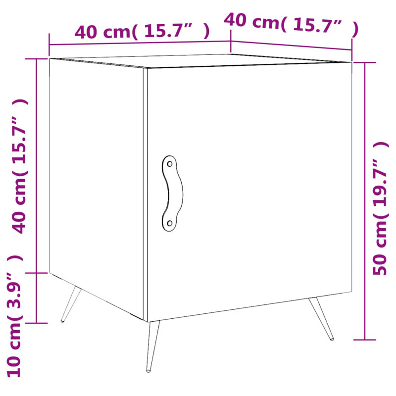 Arnardo 40cm W Manufactured Wood Bedside Table, Concrete Grey
