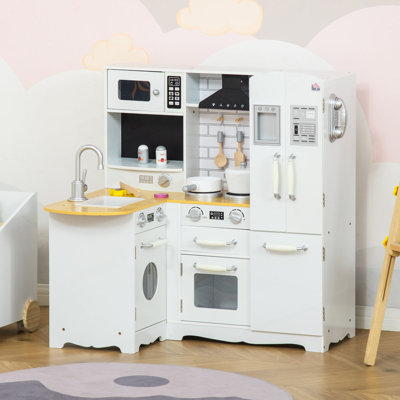 Grande cuisine de jeu avec ensemble complet d'appareils pour une cuisine moderne, beaucoup de rangement, ensemble de cuisine de coin avec effet sonore, jeu de rôle éducatif