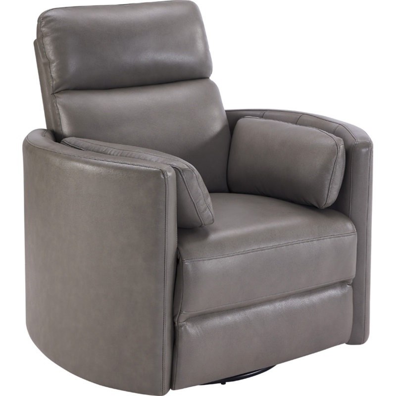 Bre 40" Wide Leather Cordless Power Swivel Glider Recliner, Dark Gray