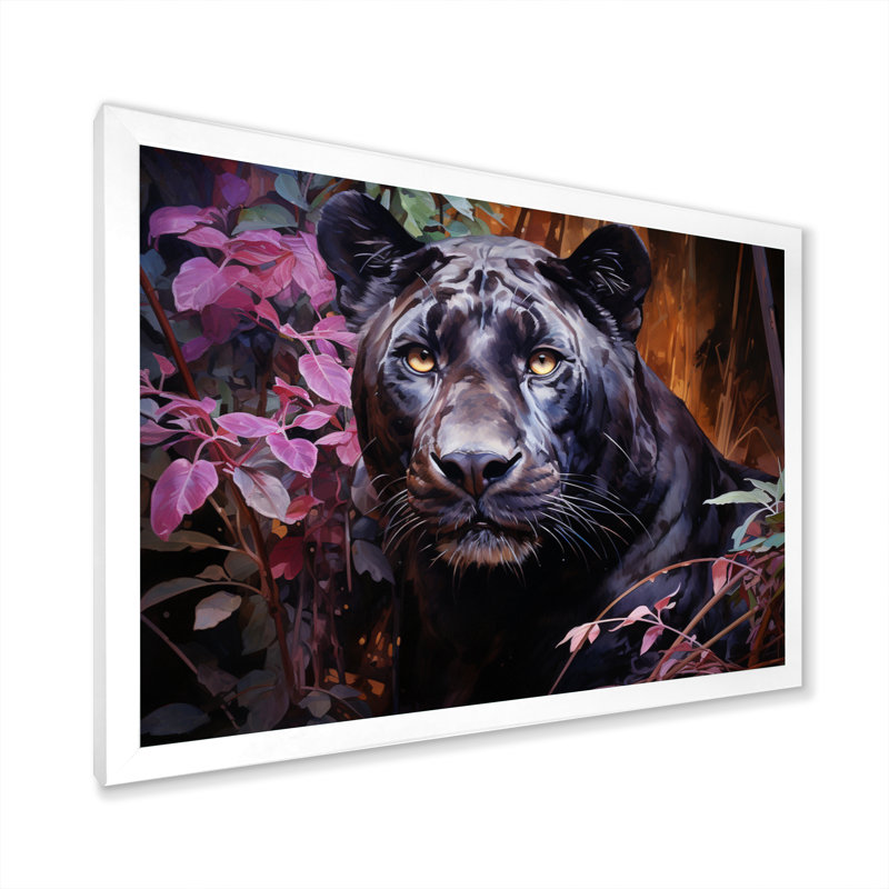 Purple Panther Romantic Twilight Watercolor - Animals Canvas Prints, H 30 po x l 40 po x P 1,5 po, Cadre simple blanc
