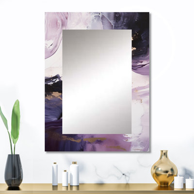 Electric Marble Ink Art II - miroir mural décoratif en marbre, miroir mauve, impression d'art en métal