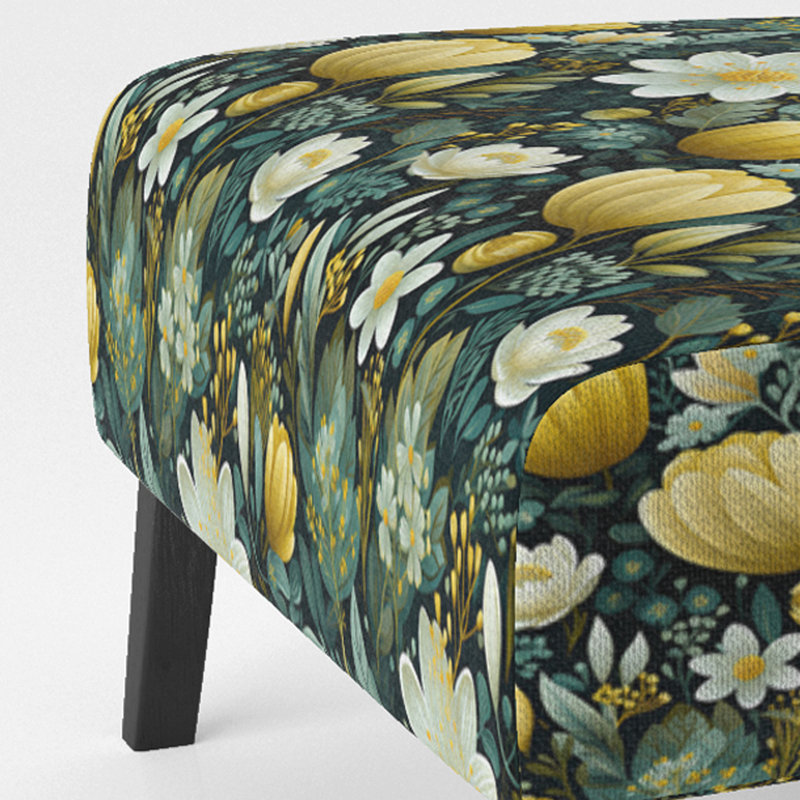 Motif Botanical Bliss Boho - Fauteuil de chambre rembourré scandinave, fauteuil d'appoint vert