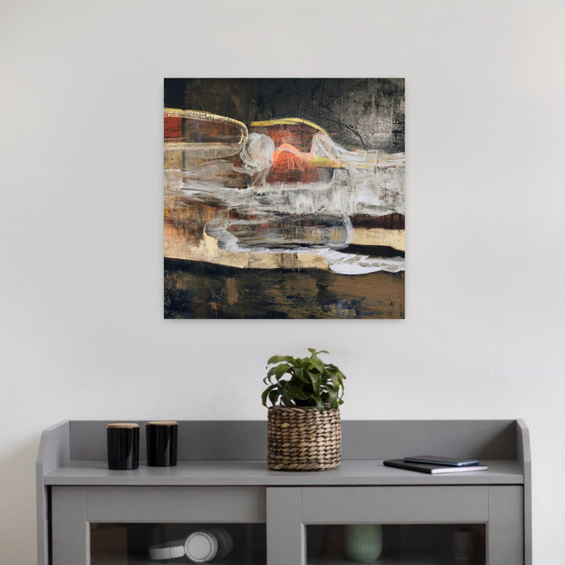 Art mural contemporain "Monde perdu", H 18 po x l 18 po