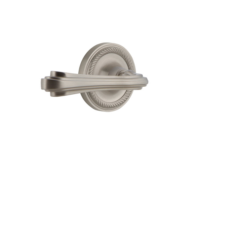 Rosette en corde (lit et bain) avec levier fleur, 2-3/4", Nickel satiné, Gauche