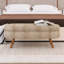 Banc de rangement ovale avec pieds en bois-114728471
