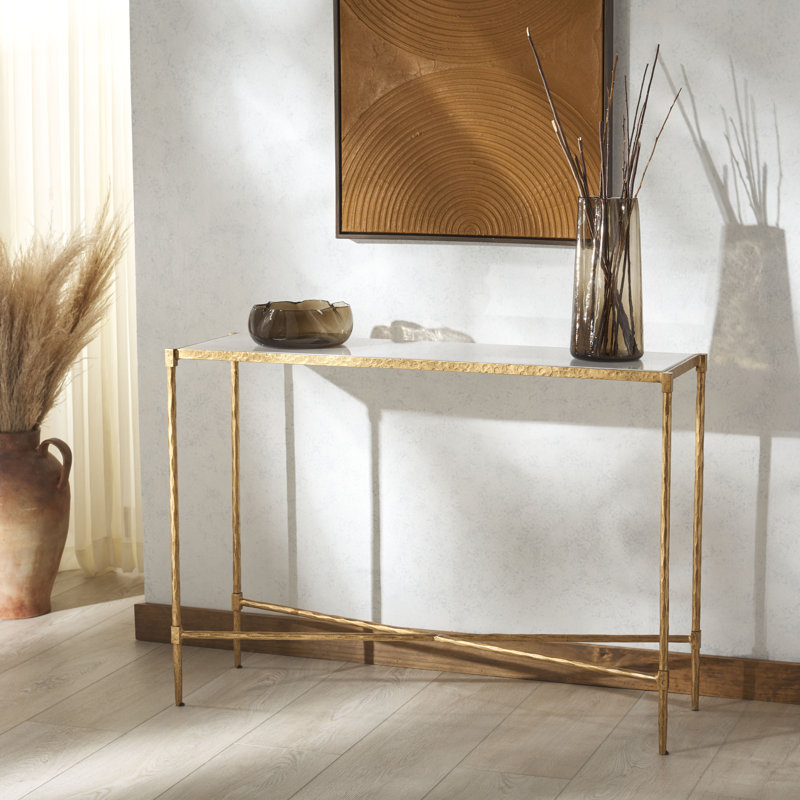 Alderman 42.1'' Marble Top Console Table, Brass