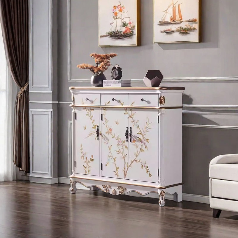 Hand-painted art storage sideboard.