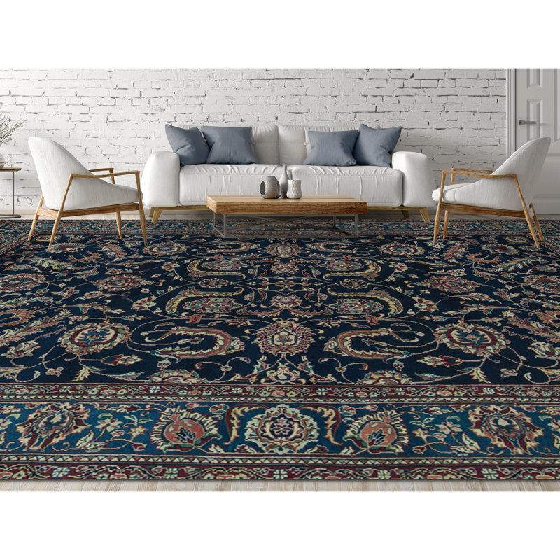 Sona Wool Oriental Area Rug in Navy/Blue
