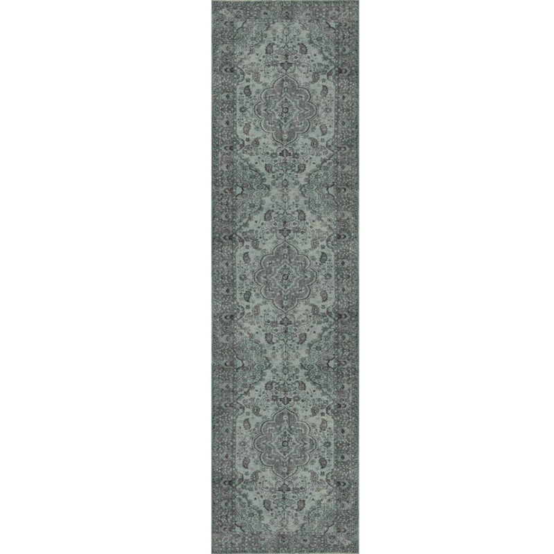 Tapis vert à motif tissé rétro, Rectangle 3 pi 10 po x 5 pi 3 po