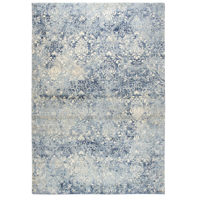 Tapis gris clair / bleu en laine Thora