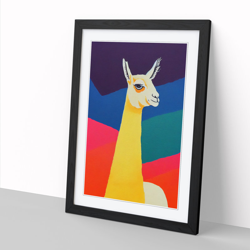 Llama Painting Color Field Painting - Single Picture Frame Print, Black, 34cm H x 25cm W x 2cm D