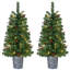 Ensemble de 2 arbres de Noël artificiels décoratifs en pot de 3,5 pi avec 35 lumières claires, 95 extrémités de branches réalistes et des arbres artificiels faciles à installer avec base robuste durable
