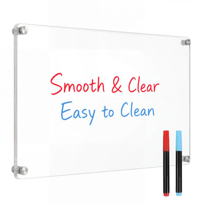 Tableau blanc effaçable 12 po x 18 po et 16 po x 24 po, tableau blanc mémo à angle droit mural avec vis de fixation et 2 marqueurs effaçables à sec, tableau d'affichage transparent pour la cuisine et le bureau