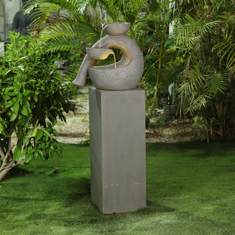 Plath 48.4'' H Modern Outdoor Fountain with LED Light