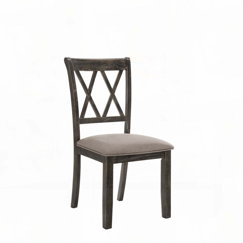 Chaise rembourrée avec pieds en bois, Gris, Espresso