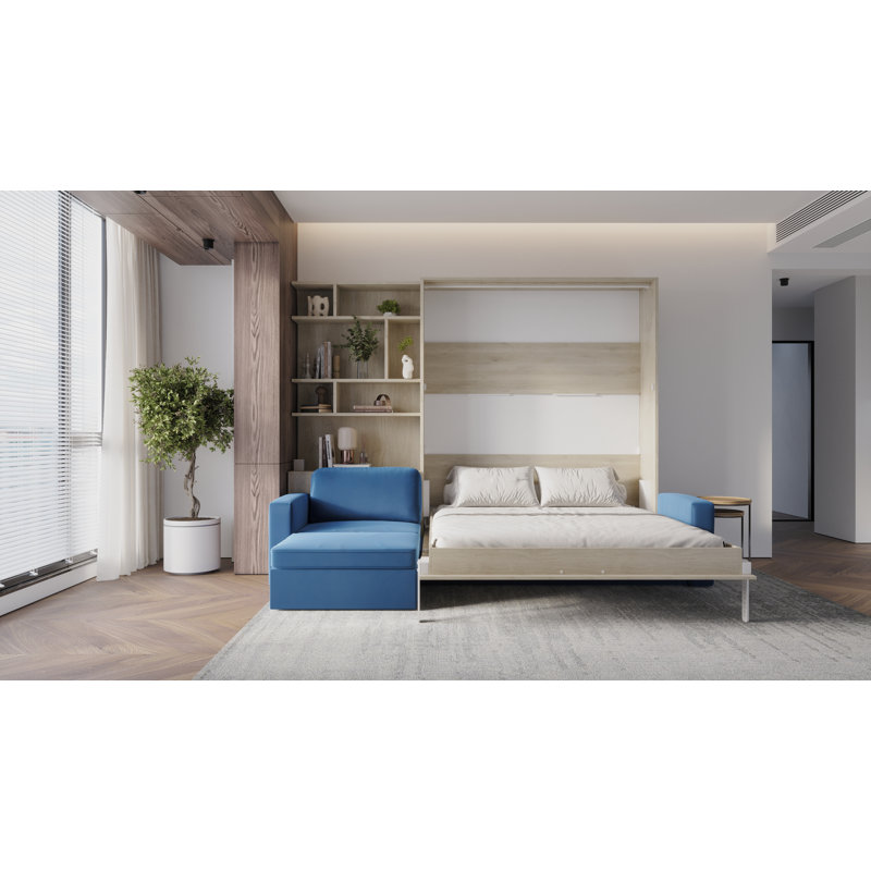 Neidelin Upholstered Bed, Beige/Navy