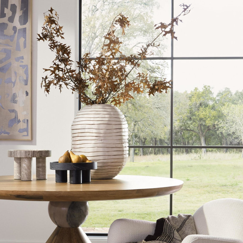 Beto Handmade Wood Table Vase, Ivory