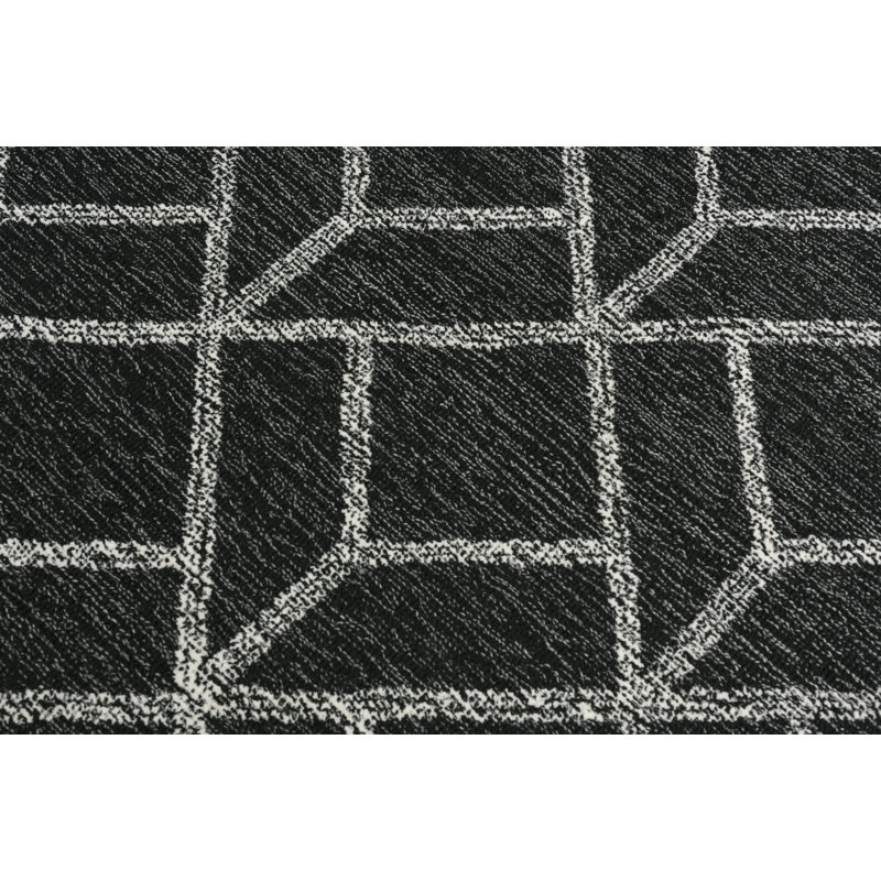 Tapis en laine touffeté à la main à motif géométrique gris, Rectangle 7 pi 9 po x 9 pi 9 po