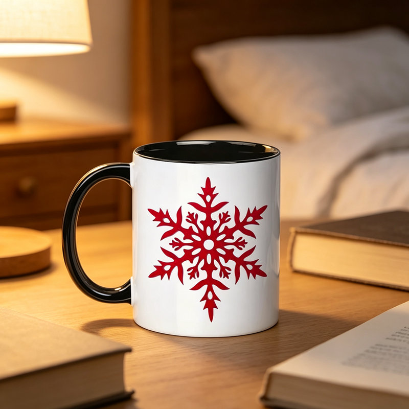 1pc Novelty Red Snowflake Mug Coffee Cup Juice Cup Fun Gift.