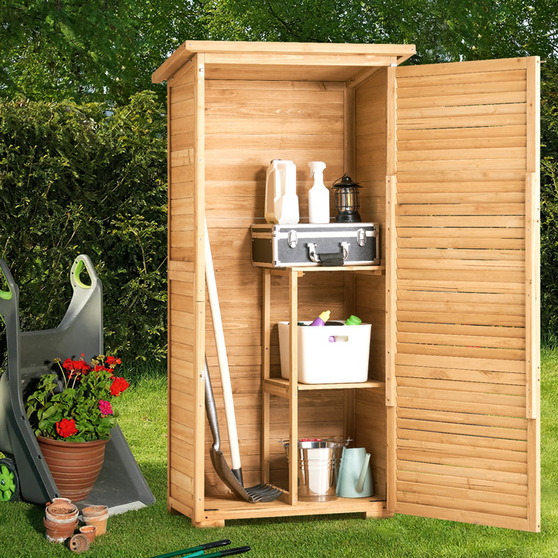 Outdoor Storage Shed Waterproof Garden Tool Metal Shed with Lock 31.5x63.8 inch