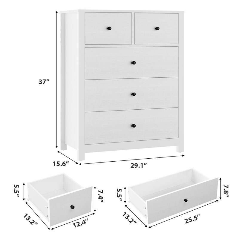 73.9cm W 5 - Drawer Chest of Drawers