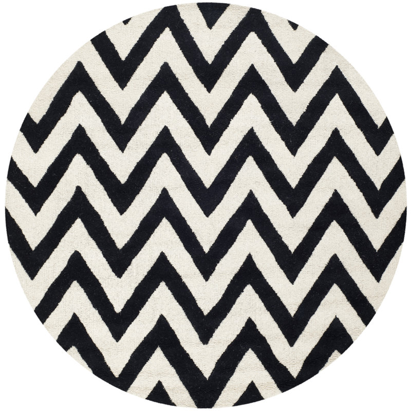 Sanyla Cambridge Hand Tufted Wool Chevron Rug, Round 8'