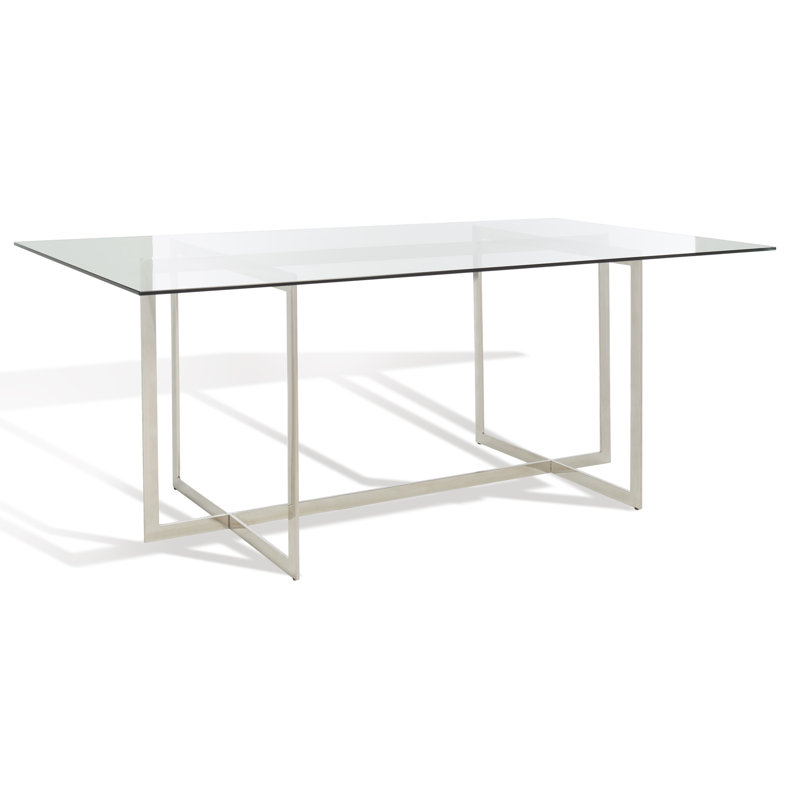 Polished Glass Top Dining Table with Chrome Base