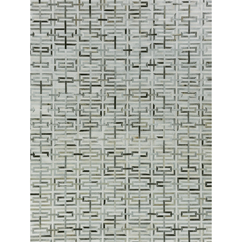 Natural Hide Cowhide Geometric Area Rug, Rectangle 13'6" x 17'6"