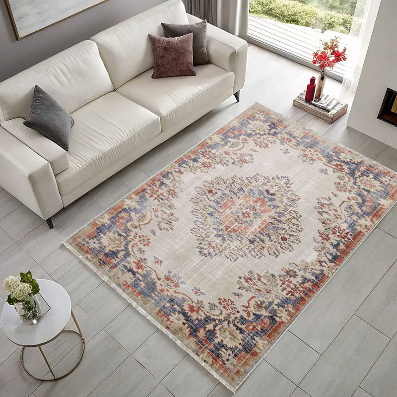 Vintage Look Cotton and Chenille Flatweave Area Rug, 80 x 150 cm
