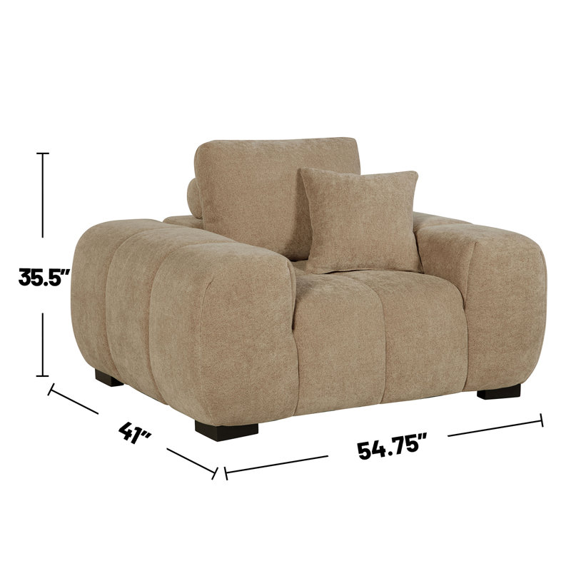 Chaise d'appoint rembourrée avec accoudoirs en chameau